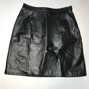90s genuine leather high waist mini skirt